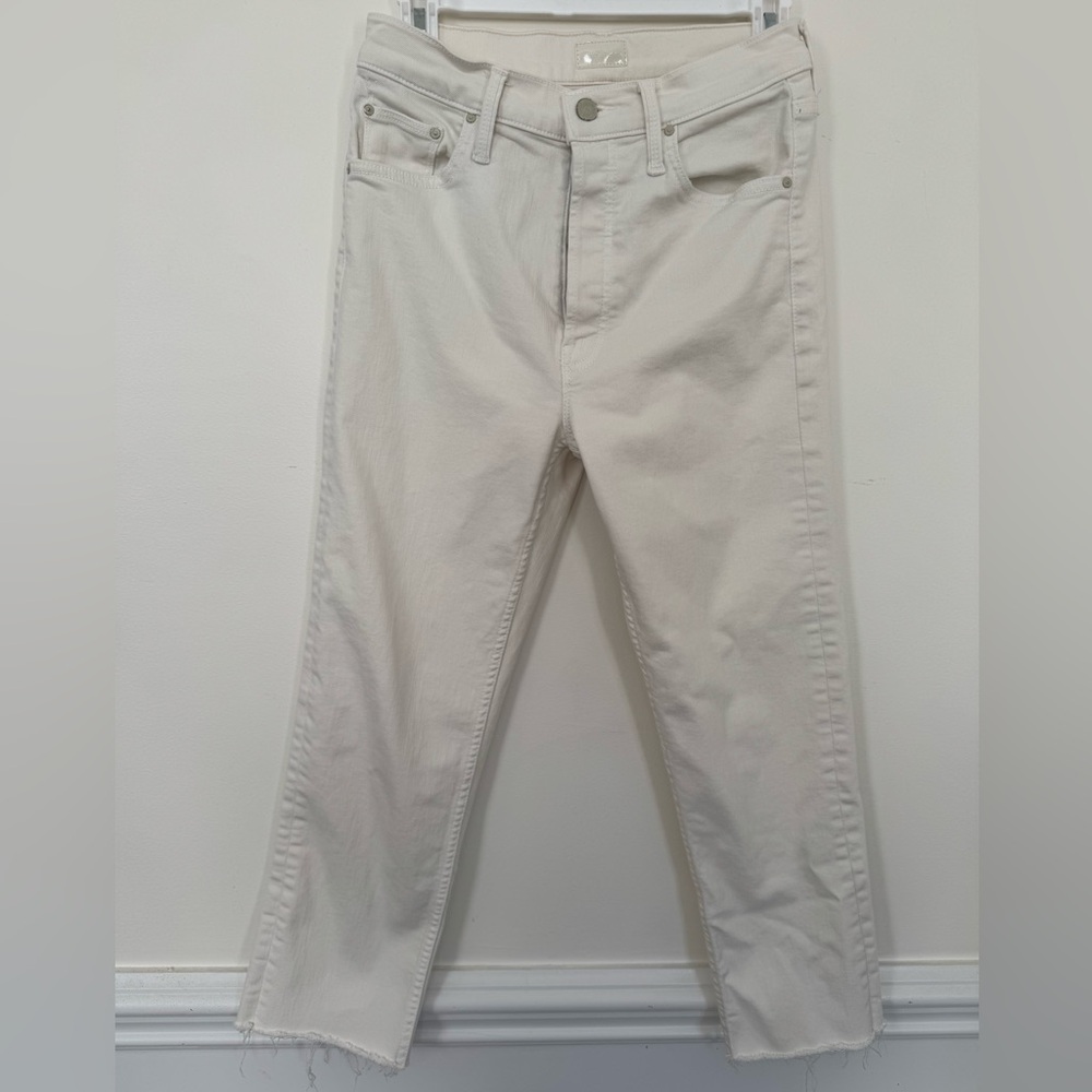 MOTHER “The Tomcat” Cream Puffs/ Off white High Rise Raw Hem Size 27